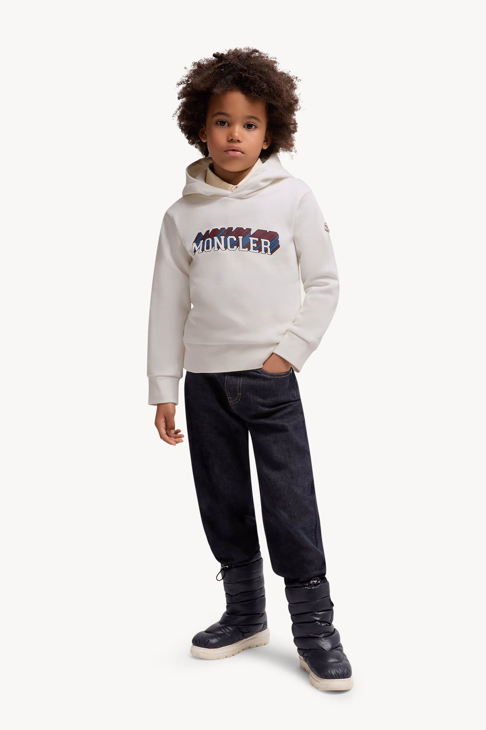 Logo Motif Cotton Hoodie Boy White Moncler 2